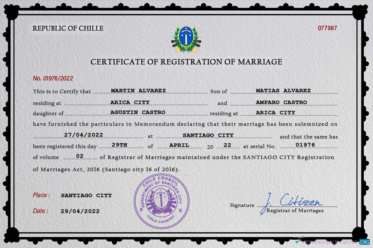 Download Chile marriage certificate PSD template Photoshop template